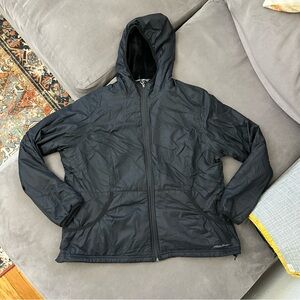Women’s Eddie Bauer Hooded Jacket 2XL Black Full Zip Soft Fleece Lining